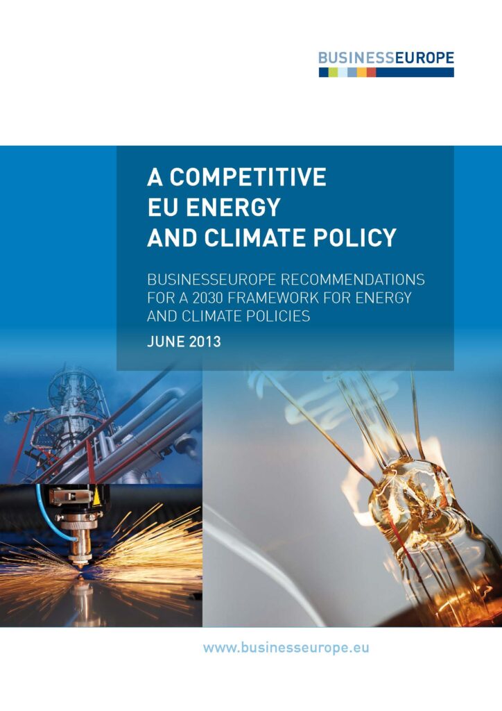 A Competitive EU Energy and Climate Policy – BusinessEurope recommendations for a 2030 framework for energy and climate policies