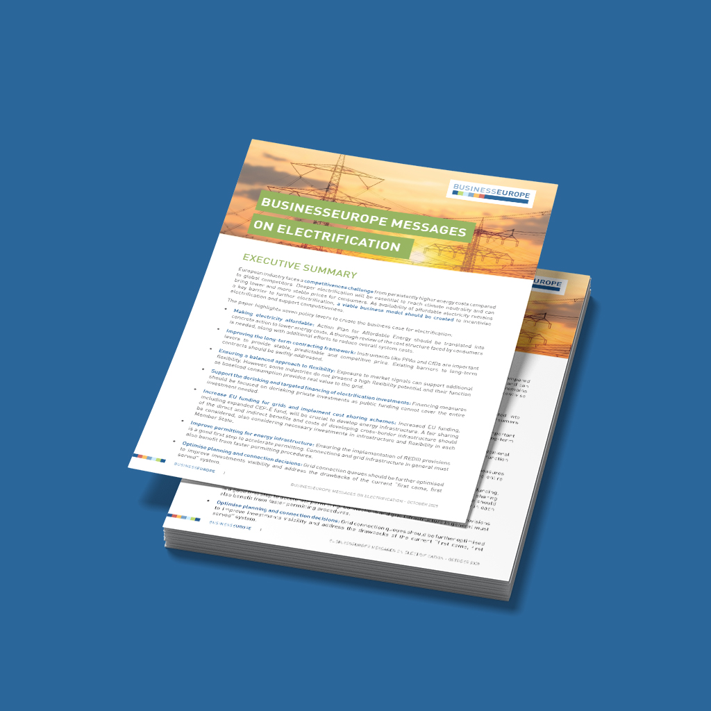 BusinessEurope messages on electrification