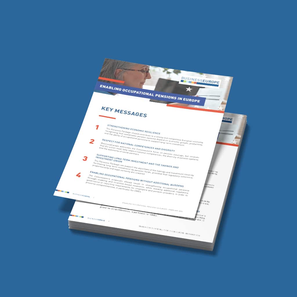 Enabling occupational pensions in Europe – a BusinessEurope position paper