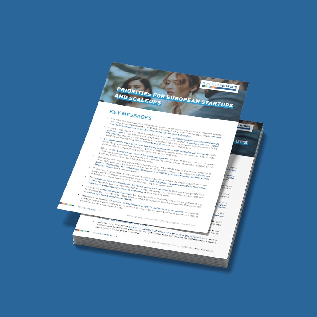 Priorities for European startups and scaleups – a BusinessEurope position paper