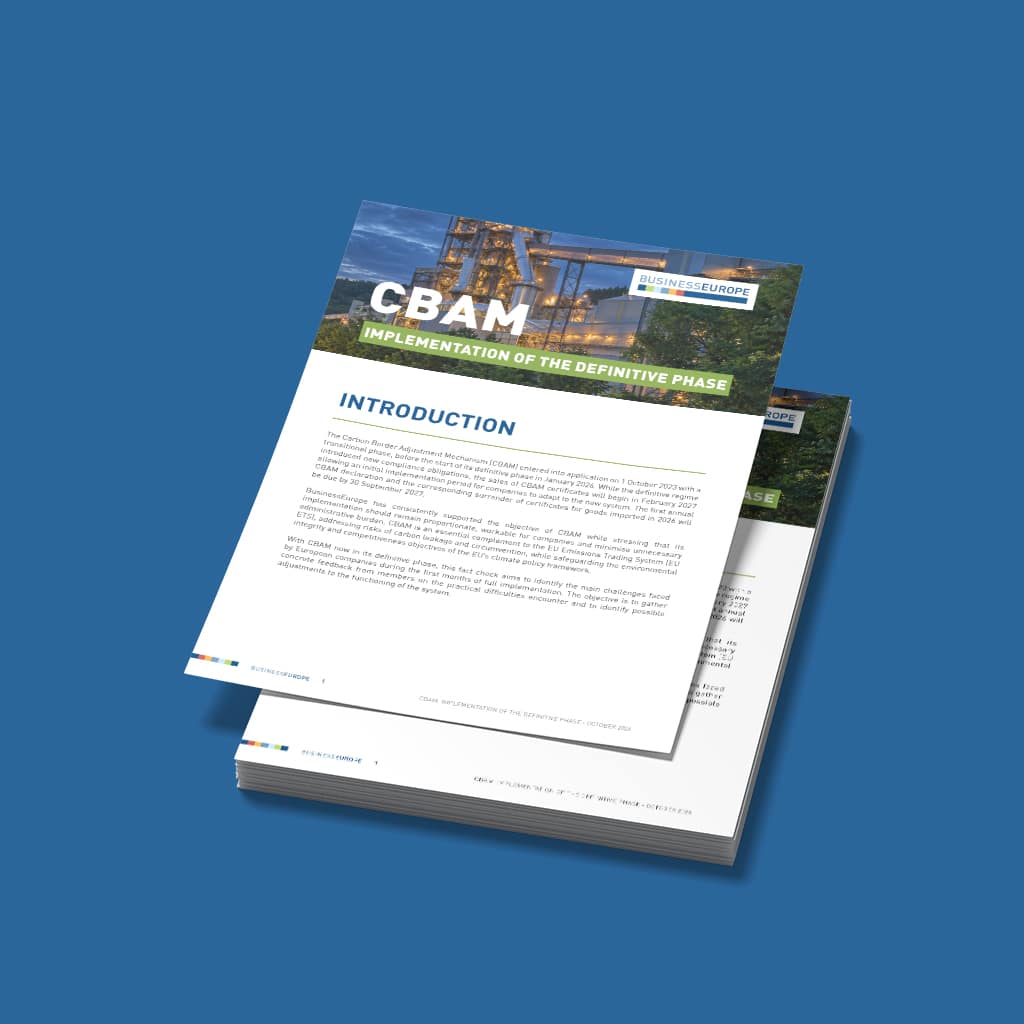 CBAM: Implementation of the definitive phase – BusinessEurope fact check