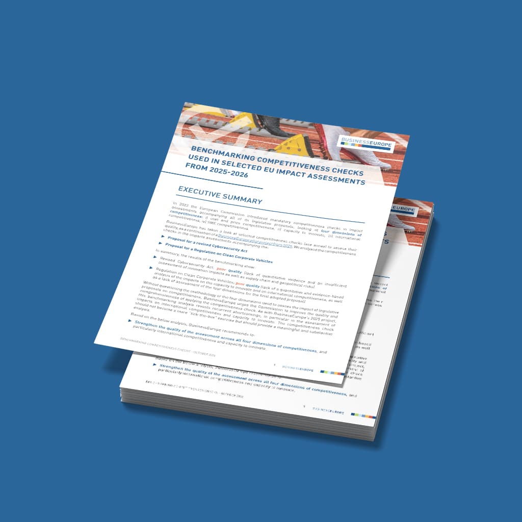 Benchmarking competitiveness checks used in selected EU impact assessments from 2025-2026 – a BusinessEurope position paper